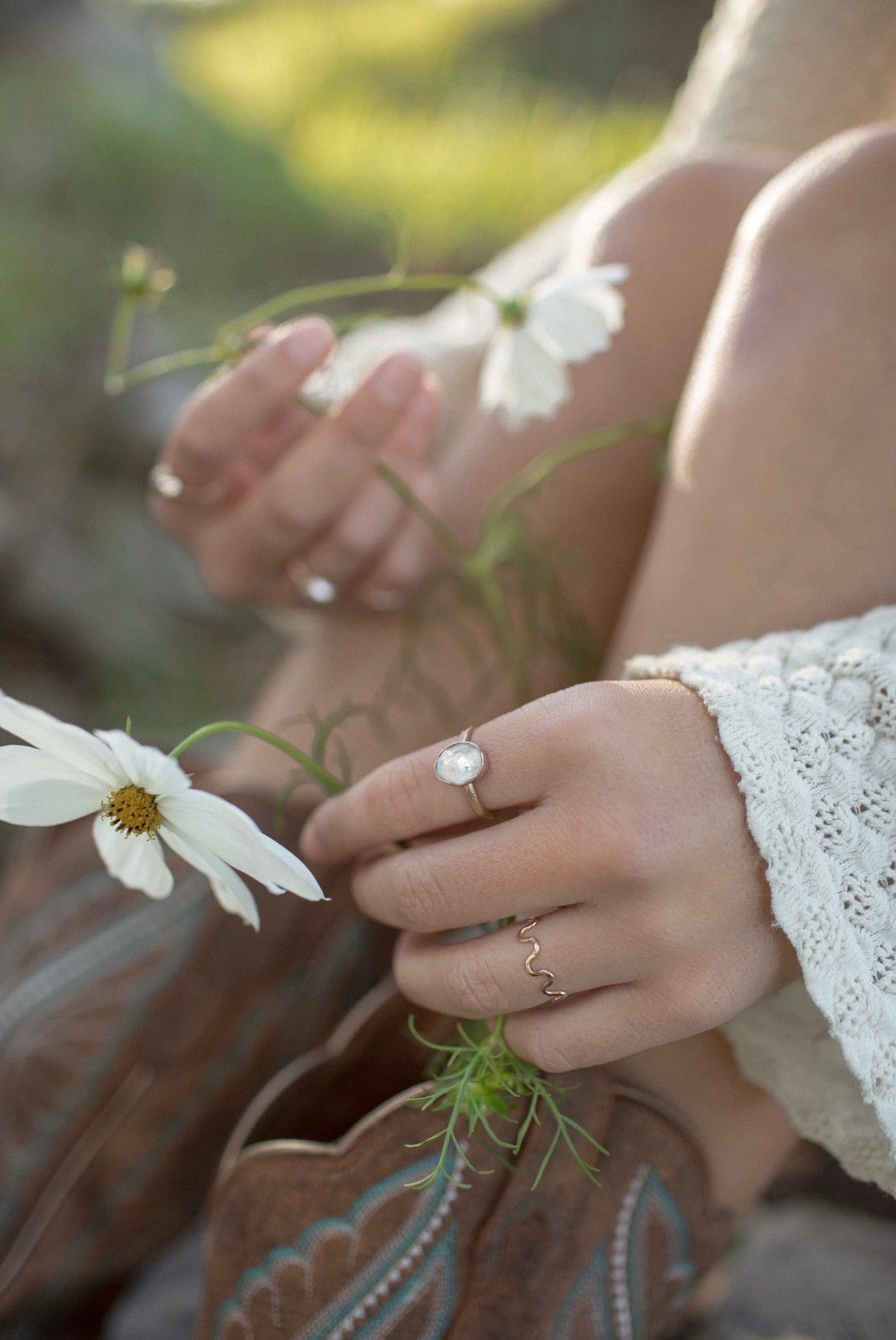 Clear Quartz Gold Filled Bezel Ring